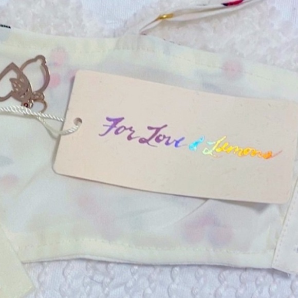 For Love & Lemons crop top Cherry print Bralette balletcore Cottagecore white - Picture 7 of 11